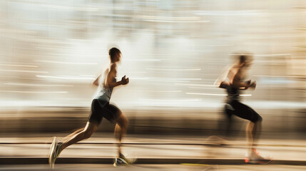 Out of focus photo of two men running