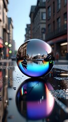 Glowing  glass sphere with a digital and shiny design