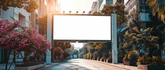 Empty white billboard for business promotions on street