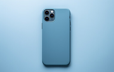 Apple iPhone 12 Pro smartphone on a blue background.