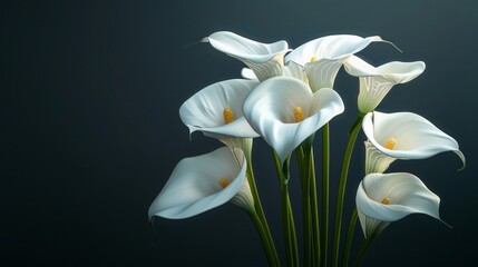 Obraz premium Elegant Calla Lilies Against a Dark Background