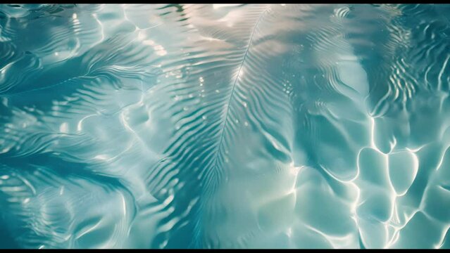 A blue ocean with a palm tree in the water