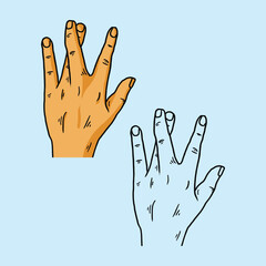 west side gang sign fingers hand drawn vector illustration
