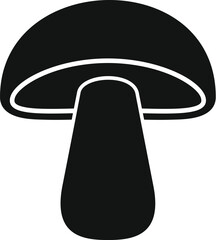 Black simple icon of big forest mushroom growing with wide cap