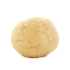 Making shortcrust pastry. Raw dough ball isolated on white