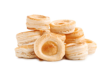 Delicious fresh puff pastry isolated on white