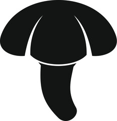 Simple black silhouette of a mushroom growing in the woods