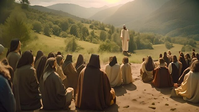 Jesus Preaching on a Mountaintop Generative AI