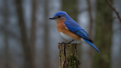 Feathered Beauty: Eastern Bluebird on a Tree Branch