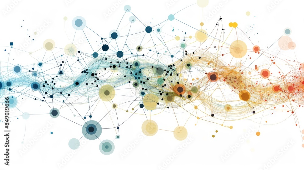 Poster a network graph illustrating interconnected financial relationships between various entities, with n