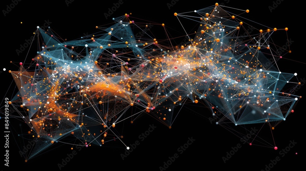 Poster a network graph illustrating interconnected financial relationships between various entities, with n