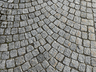 Background image of the surface of the sidewalk. Detailed texture of a pedestrian walkway with paving tiles. Paving slabs in the exterior.