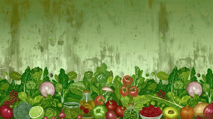 Healthy Vegetable Background with Fresh Greens