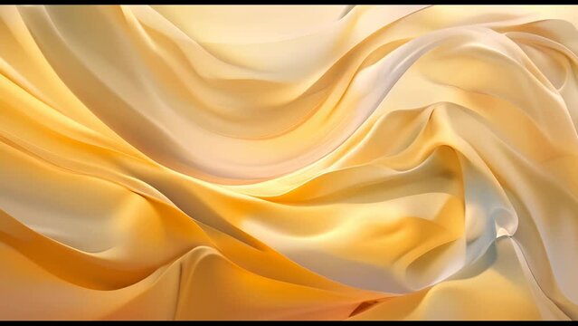 A piece of fabric with a wave pattern and a yellow hue. The fabric is flowing and he is made of silk