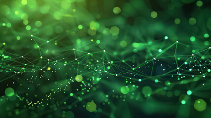 Abstract dark green lights background. Future innovation high-tech digital communication business connection, clear and crisp details. Technology global network particle luxury