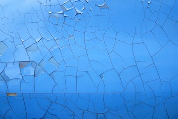 Close up of cracks on car body, intense blue with cracks, unique textured blue background, abstract...