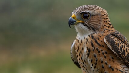 Fields of Flight: Kestrel Bird Soaring Over Farmland