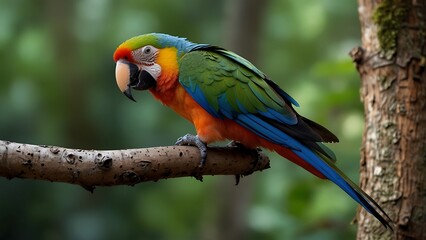 Obraz premium Scarlet Majesty: Macaw Perched on a Branch