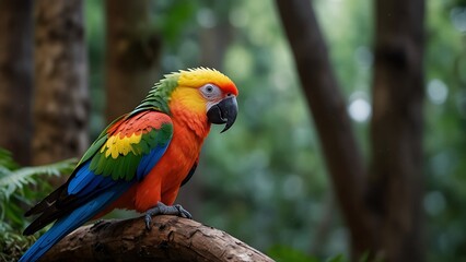 Obraz premium Feathered Jewel: Scarlet Macaw in Natural Pose