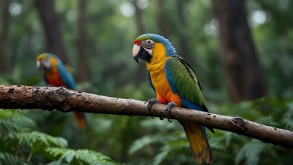 Obraz premium Scarlet Serenity: Macaw Relaxing in the Wild