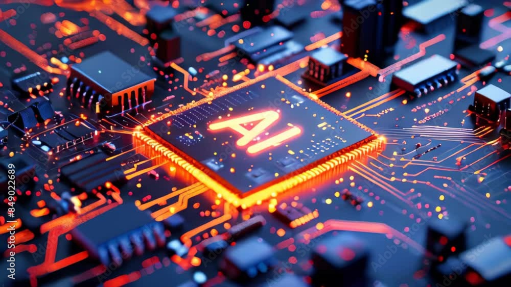 Poster generic computer motherboard driven by an artificial intelligence processor