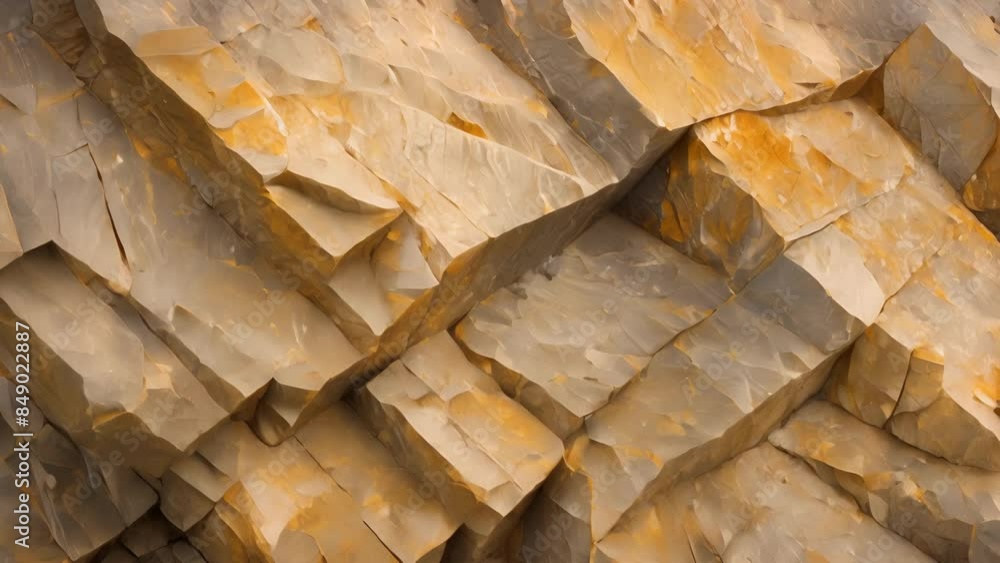 Poster the sharp angles and deep sharp grooves of chiseled stone giving it a dramatic and imposing presence