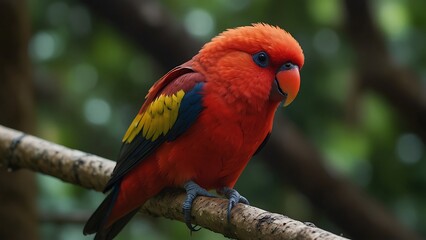 Fototapeta premium red head close up photo of chatterin lory parrot