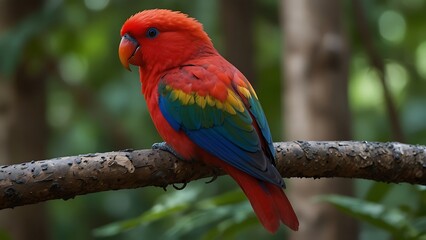 Obraz premium red head close up photo of chatterin lory parrot