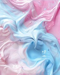 Swirling Blue and Pink Abstract Painting