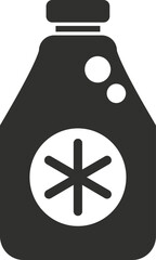 Black and white icon of an antifreeze bottle, suggesting its use for cold protection in vehicles or other applications