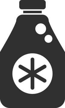 recommend clip art: Black and white icon of an antifreeze bottle, suggesting its use for cold protection in vehicles or other applications