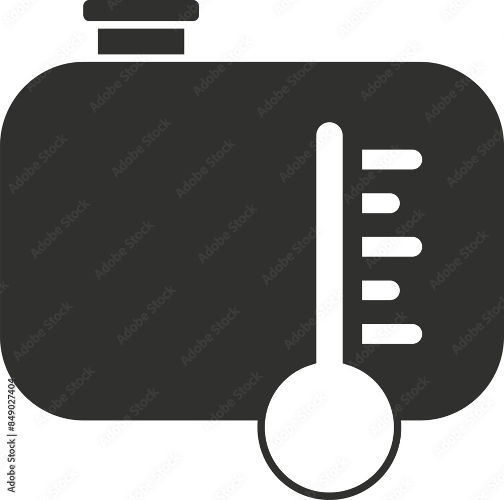 Poster simple icon of a water tank with a thermometer showing the temperature