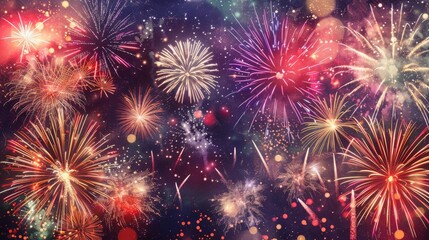Abstract holiday concept colorful fireworks background
