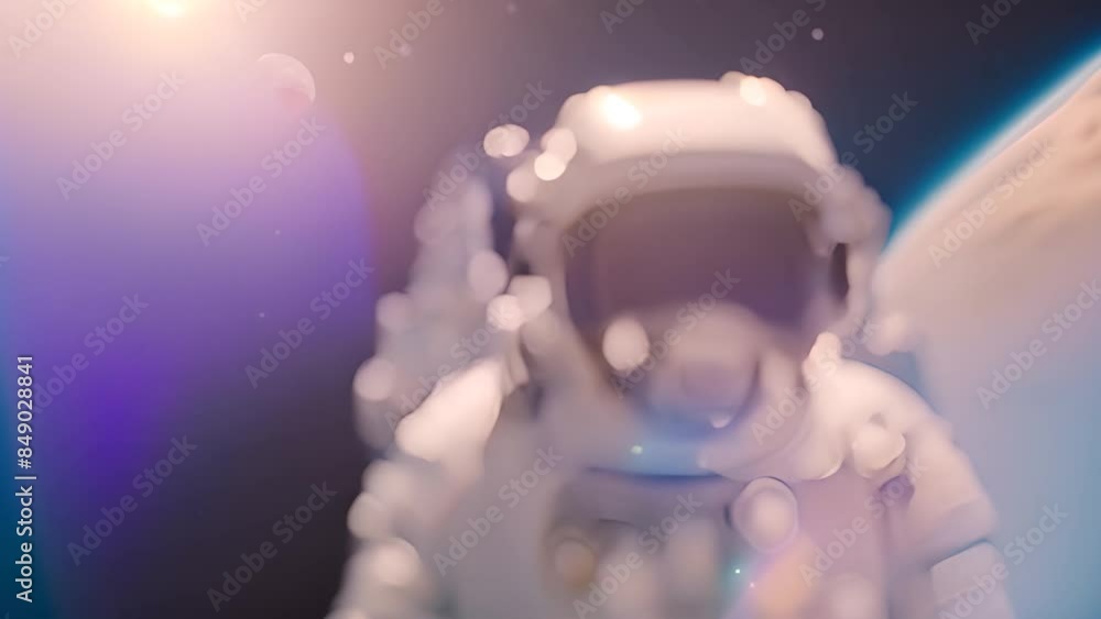 Poster astronaut floating near earth and the moon generative ai