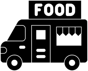 street illustration food silhouette truck logo business icon van outline service eat delivery restaurant fast snack festival car summer shape transport vehicle shop for vector graphic background