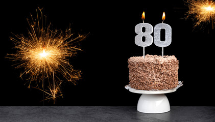 Cake with candle number 80 - Birthday card