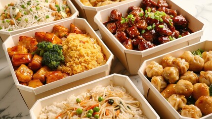 Variety of Chinese takeout dishes