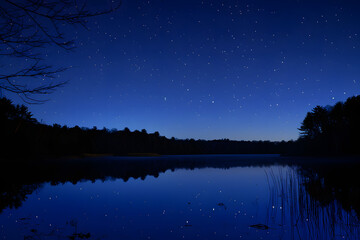 night lake with starry sky