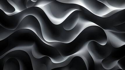 Abstract Gray and Black Wavy Patterns with Flowing Lines, Elegant and Hyper-Realistic Design, Ideal for Digital Art, Graphic Designs, Banners, and High-Resolution Photography