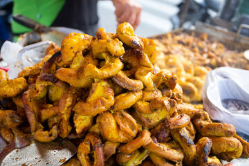 chunchullo small intestine of the cow - Traditional street food