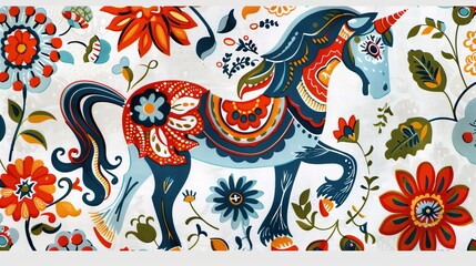 Obraz premium napkins with dala horse design, white background, 16:9