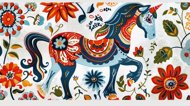 napkins with dala horse design, white background, 16:9