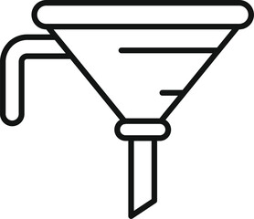 Line icon of a funnel, representing concepts like filtering, sales process, and data analysis
