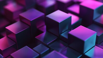 Obraz premium Digital style background with smooth 3d cubes, dark matte pastel colors, aesthetic business concept. Generative AI