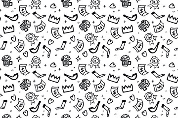 Father's Day seamless pattern in outline lay styling. Design for decor. Modern hand drawn vector illustration, flat style. Wrapping paper or banner. vector illustration