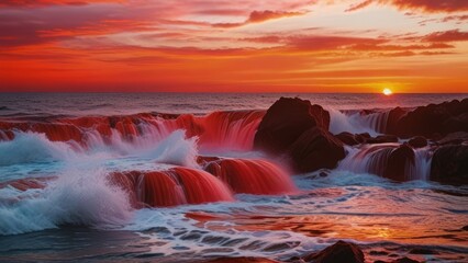 Fototapeta premium Great sunset horizon over the ocean