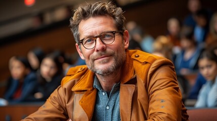 Dynamic writer engaging audience with vibrant slides in a compelling presentation