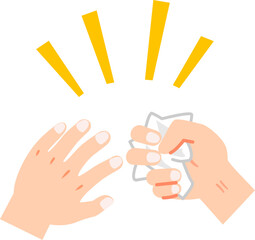 紙を握りしめ丸める手