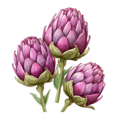 Obraz premium Artichokes Hand Drawn Vector