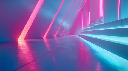 Fototapeta premium Angular geometric lines, gradient background, minimal elements, soft glow, sleek and modern layout.